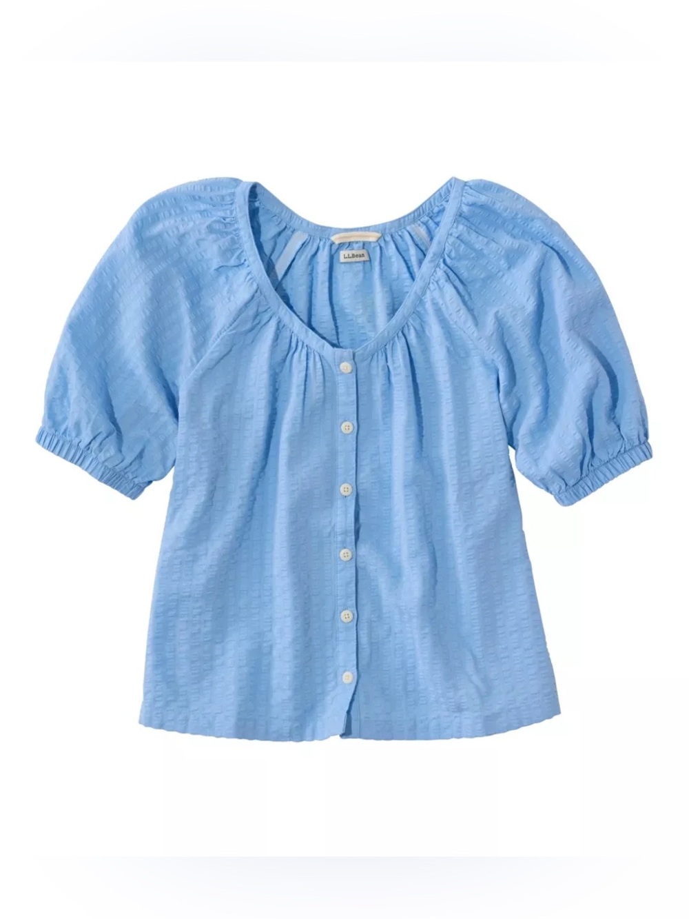 L.L. Bean seersucker scoopneck shirt
